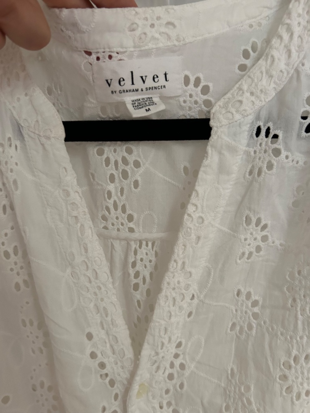 Velvet by Graham & Spencer White Eyelet Midi Shirtdress - Size Medium - Picture 3 of 4